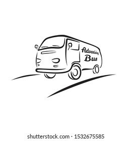 Advertising bus in the style of brush strokes