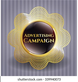 Advertising Campaign gold badge or emblem