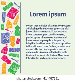 Advertising card with cleanser and washing icons