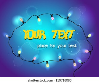 advertising card with colorful garland and place for text