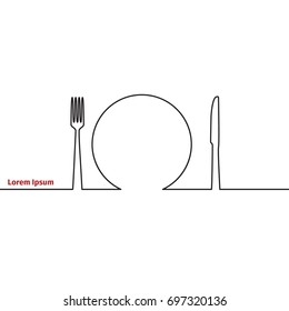 Advertising card with fork, knife and spoon silhouette