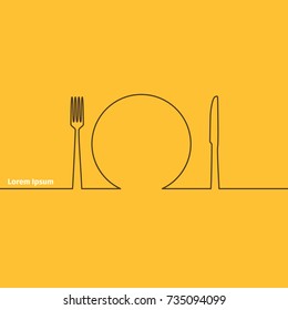 Advertising card with fork, knife and spoon silhouette