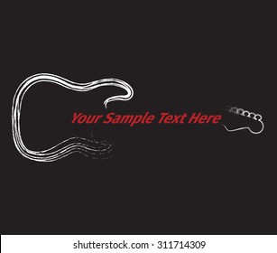 Advertising card with guitar silhouette, vector illustration