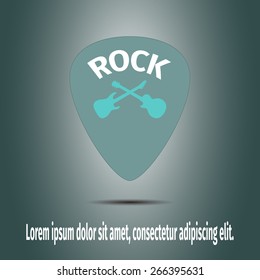 Advertising card with guitars and mediator, vector illustration
