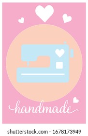 
Advertising card for a seamstress: made with love, handmade