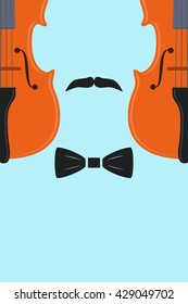 Advertising card with violin in human form