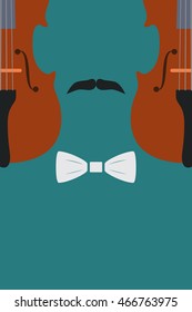 Advertising card with violin in human form