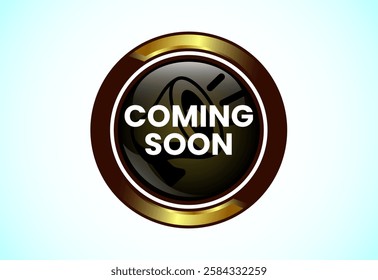Advertising coming soon button design illustration, Promotion sign template design