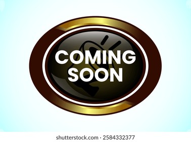 Advertising coming soon button design illustration, Promotion sign template design