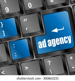 Advertising concept: computer keyboard with word Ad Agency. vector illustration