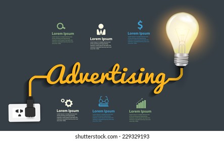 Advertising concept, Creative light bulb idea abstract infographic layout, diagram, step up options, Vector illustration modern design template