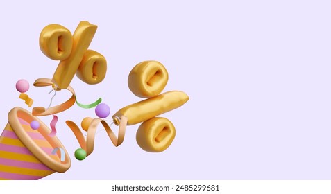 Advertising concept of holiday discounts on colored background