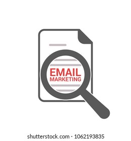 Advertising Concept: Magnifying Optical Glass With Words Email Marketing. Vector illustration