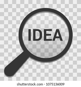 Advertising Concept: Magnifying Optical Glass With Words Idea. Vector illustration