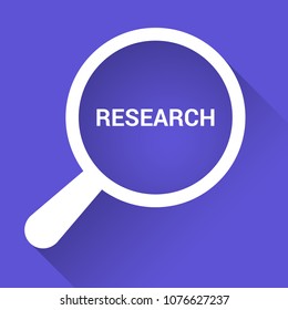 Advertising Concept: Magnifying Optical Glass With Words Research. Vector illustration