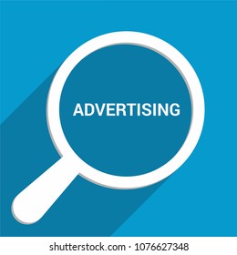 Advertising Concept: Magnifying Optical Glass With Words Advertising. Vector illustration
