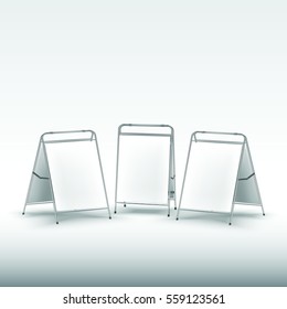 Advertising construction with white surface white advertising stand. vector on white background, remote outdoor advertising for your business