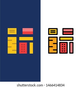 Advertising, Content, Feature, Native, Premium  Icons. Flat and Line Filled Icon Set Vector Blue Background. Vector Icon Template background