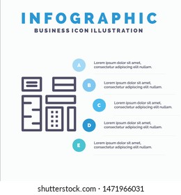 Advertising, Content, Feature, Native, Premium Line icon with 5 steps presentation infographics Background