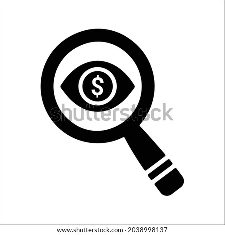 Advertising, cost per impression, eye, seo icon. Black vector graphics.