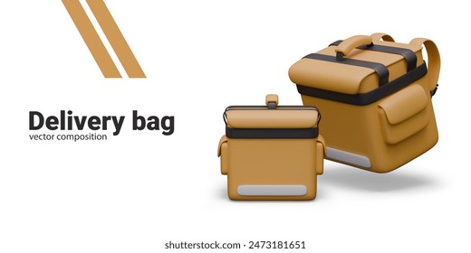 Advertising of delivery bags. Portable refrigerator container for food, drinks, products