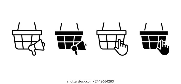 Advertising e-commerce icon vector set. Shopping bag symbol