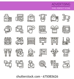 Advertising Elements , Thin Line and Pixel Perfect Icons
