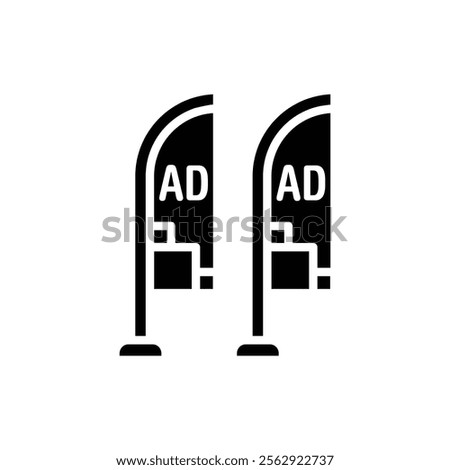 Advertising Feather Flags Filled Icon Vector Illustration