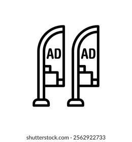 Advertising Feather Flags Outline Icon Vector Illustration