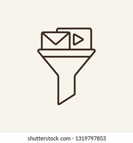 Advertising filter line icon. Filter with different icons on white background. Advertising concept. Vector illustration can be used for topics like marketing, digital