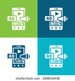 Advertising Flat four color minimal icon set