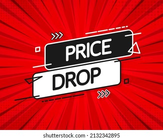 Advertising with flat price drop for banner design. Vector background. Sale banner. Mega sale. Price tag