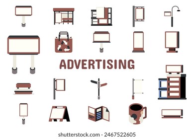 Advertising Flat Vector Illustration Icon Sticker Set Design Materials
