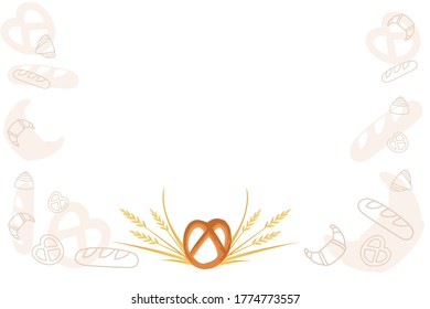 Advertising flyer design with bakery pretzel products for bakery shop cartoon food flat vector illustration on white background