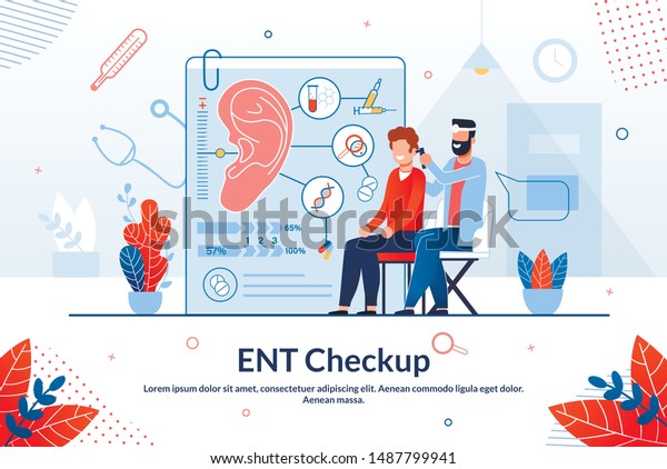 Advertising Flyer Ent Checkup Lettering Cartoon Stockvector Rechtenvrij 1487799941