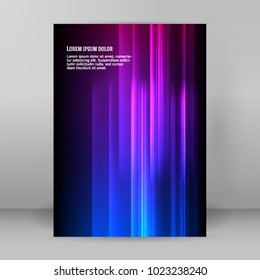 Advertising flyer party design elements. Purple background with elegant graphic blur bright light circles. Fun illustration for template brochure, layout leaflet, cafe menu card