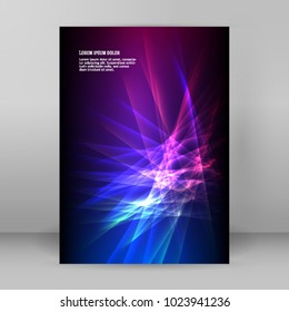 Advertising flyer party design elements. Purple background with elegant graphic blur bright light circles. Fun illustration for template brochure, layout leaflet, cafe menu card