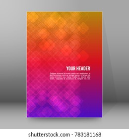 Advertising flyer party design elements. Purple background with elegant graphic blur bright light circles. Fun illustration for template brochure, layout leaflet, cafe menu card