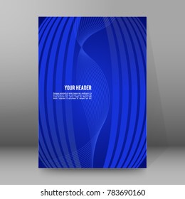 Advertising flyer party design elements. Blue background with elegant graphic blur bright light circles. Fun illustration for template brochure, layout leaflet, cafe menu card