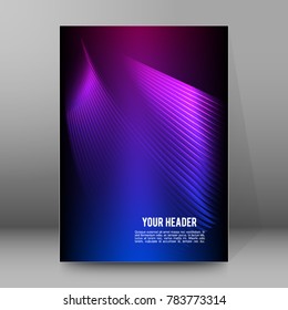 Advertising flyer party design elements. Purple background with elegant graphic blur bright light circles. Fun illustration for template brochure, layout leaflet, cafe menu card