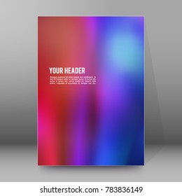 Advertising flyer party design elements. Purple background with elegant graphic blur bright light circles. Fun illustration for template brochure, layout leaflet, cafe menu card