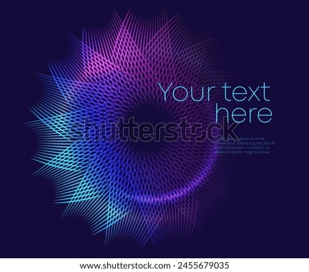 Advertising flyer party design elements. Purple background with elegant graphic blur bright light circles. Fun illustration for template brochure, layout leaflet, cafe menu card