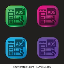 Advertising four color glass button icon