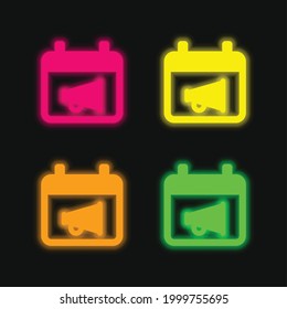 Advertising four color glowing neon vector icon