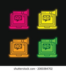 Advertising four color glowing neon vector icon