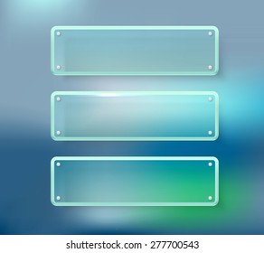 Advertising glass boards on blured background. Place your text