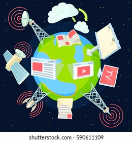 Advertising global concept. Cartoon illustration of advertising global vector concept for web