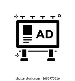 Advertising ­Vector Glyph Style Illustration. Internet And Digital Marketing Icon.