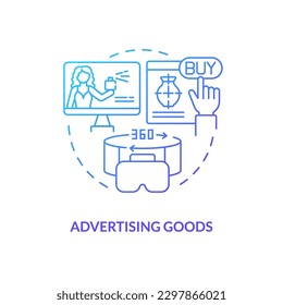 Advertising goods blue gradient concept icon. Internet marketing. Metaverse importance for business abstract idea thin line illustration. Isolated outline drawing. Myriad Pro-Bold font used