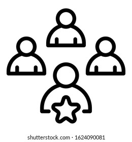 Advertising group icon. Outline advertising group vector icon for web design isolated on white background